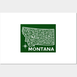 Montana Map Posters and Art